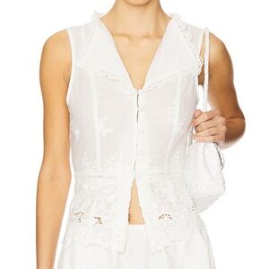 WeWoreWhat BNWT White Lace Button-Up Top
